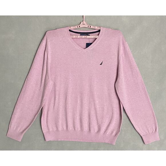Nautica Men's XXL NavTech V-Neck Sweater Long Sleeve Pink Heather NEW - Picture 2 of 11